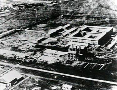Il complesso dell'Unità militare 731 del Kwantung. I giapponesi vi effettuarono esperimenti letali su esseri umani, usando i prigionieri di guerra come cavie.